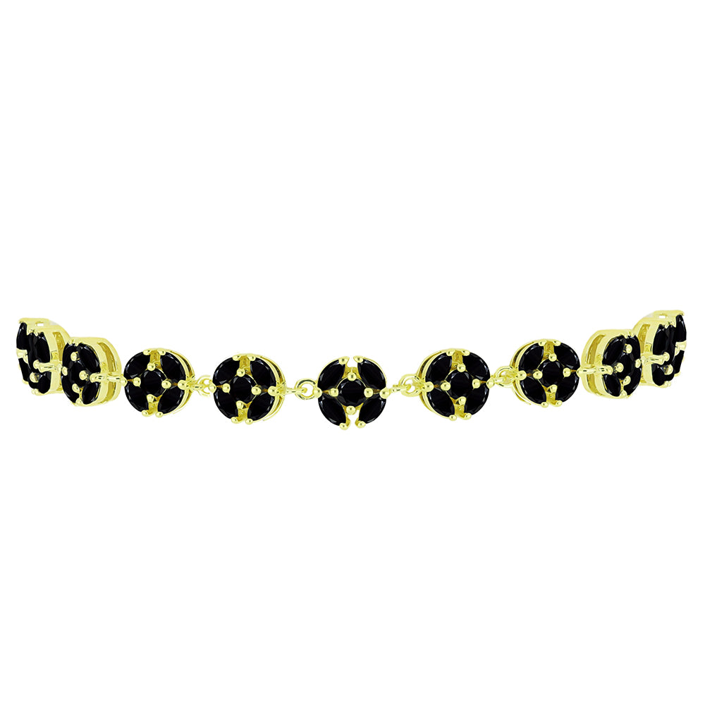 Pulsera de Plata Bañada en Oro con Espinela Negra