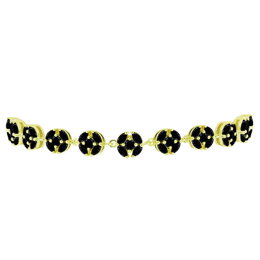 Pulsera de Plata Bañada en Oro con Espinela Negra