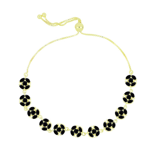 Pulsera de Plata Bañada en Oro con Espinela Negra