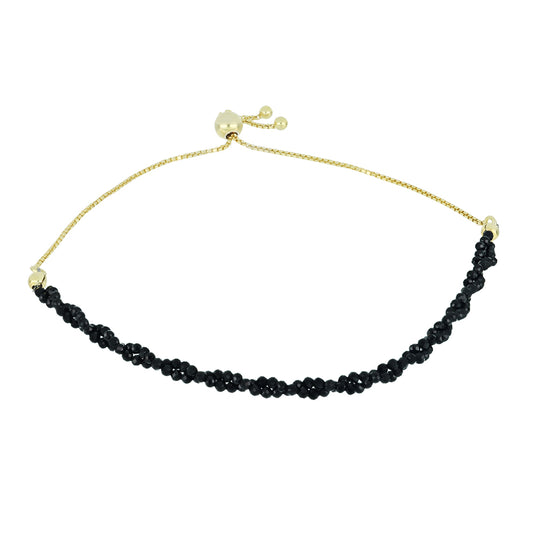 Pulsera de Plata Bañada en Oro con Espinela Negra