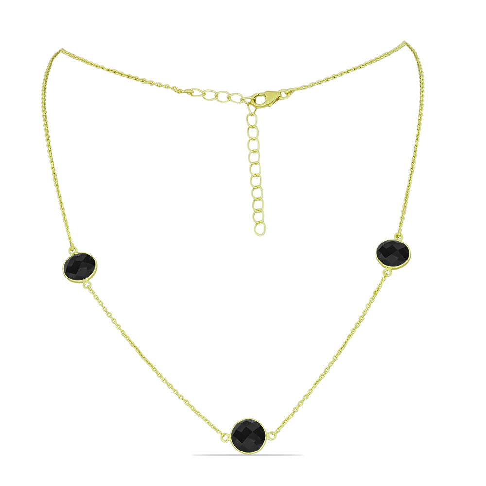 Collar de Plata Bañada en Oro con Espinela Negra 1 