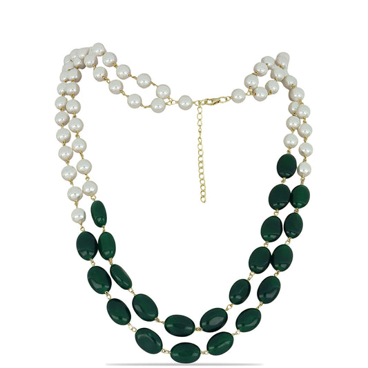 Collar de Plata Bañada en Oro con Jadeíta verde del Río Marsden y Perla de Agua Dulce