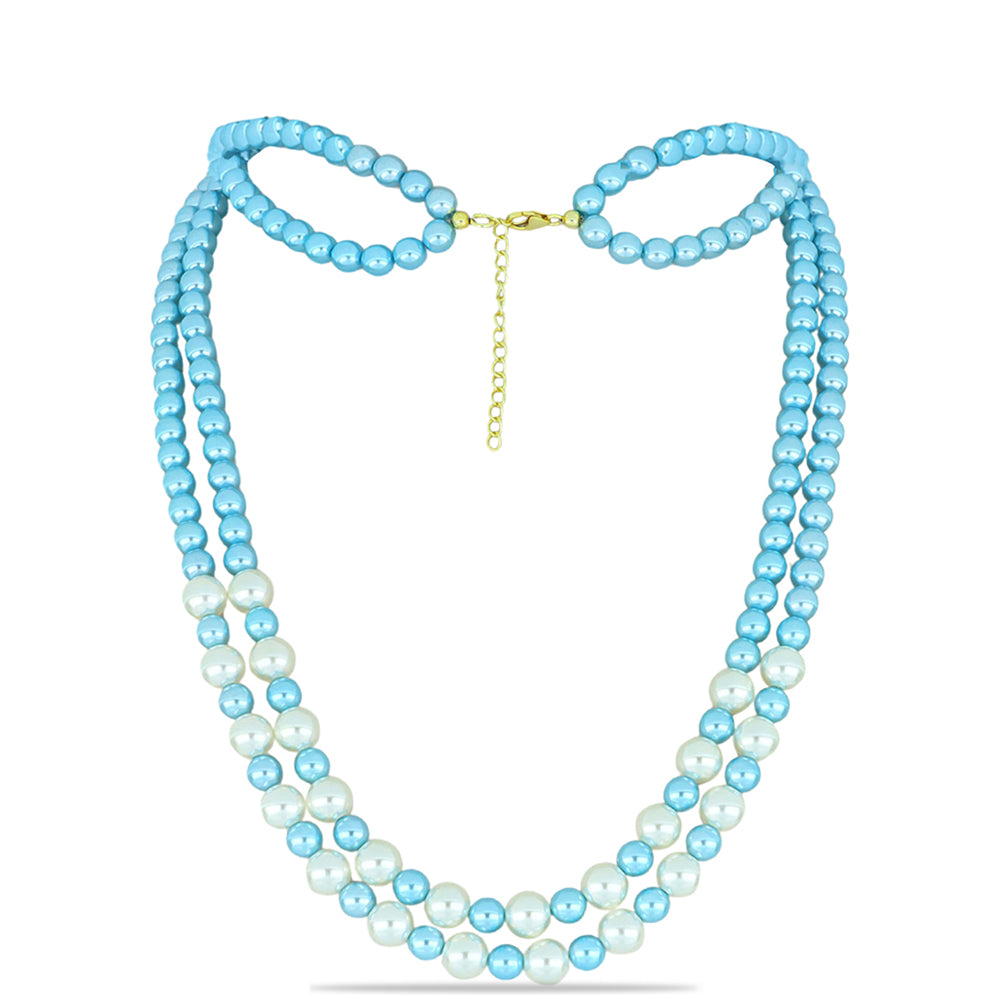 Collar de Plata Bañada en Oro con Perla Azul de Agua dulce y Perla de Agua Dulce 1 
