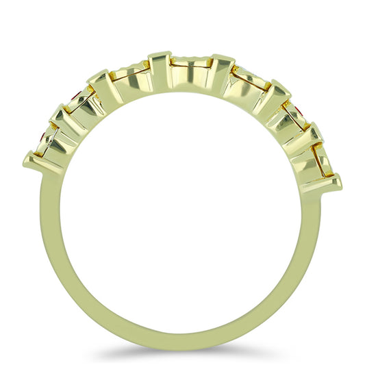 Anillo de Plata Bañada en Oro con Diamante Rojo