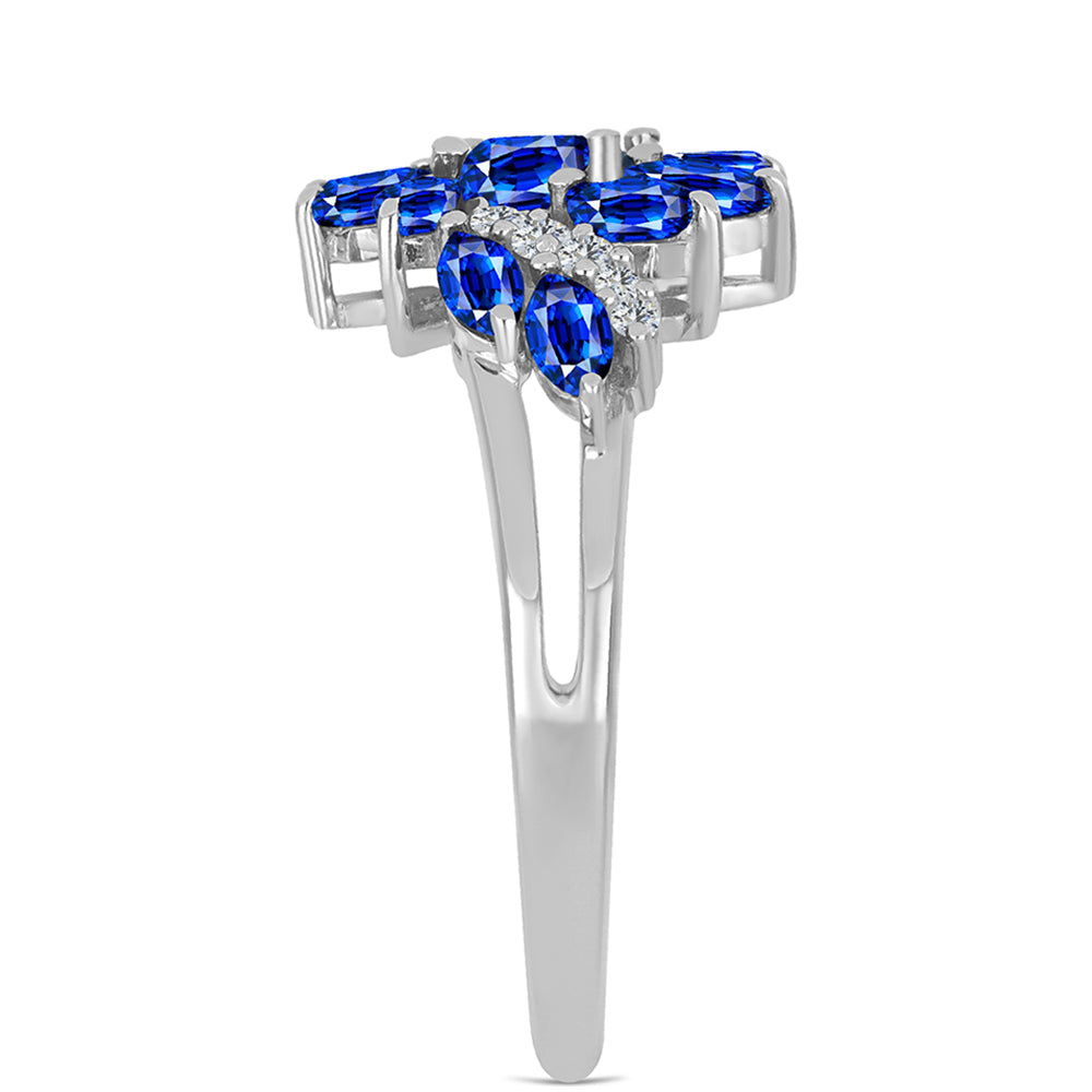 Anillo de Plata con Zafiro Azul Australiano y Topacio Blanco 4 
