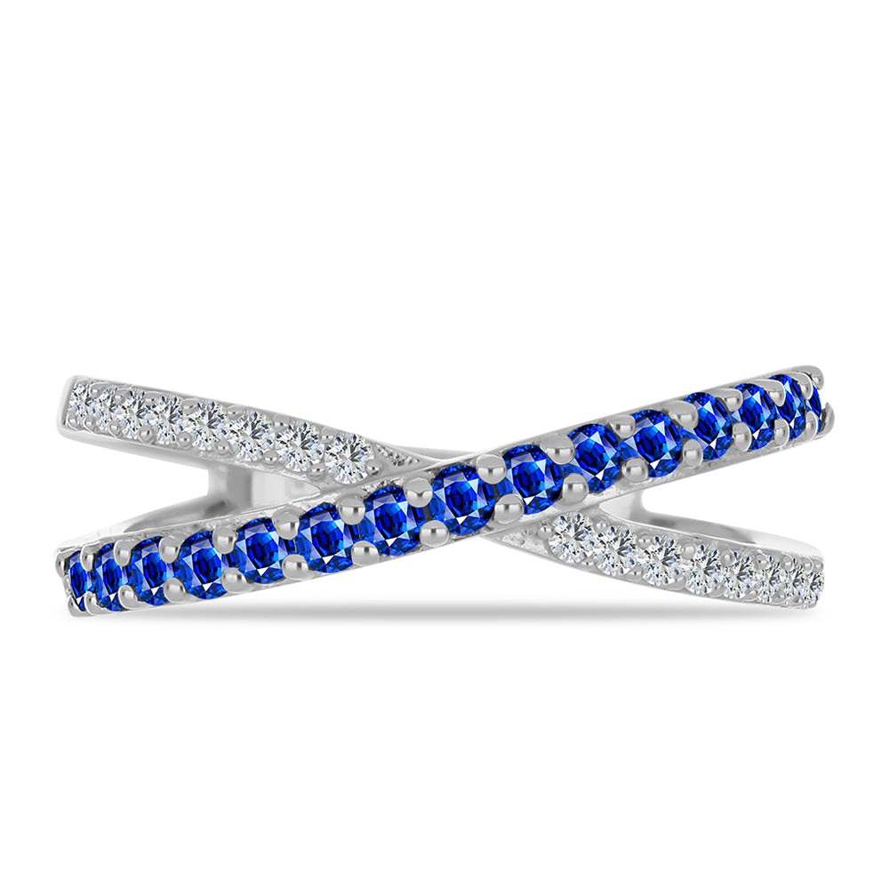 Anillo de Plata con Zafiro Azul Australiano y Topacio Blanco 1 