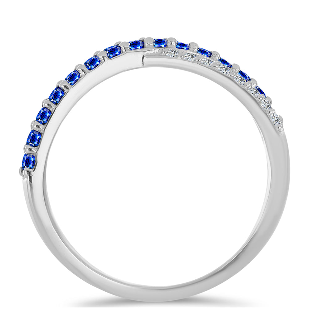 Anillo de Plata con Zafiro Azul Australiano y Topacio Blanco 2 