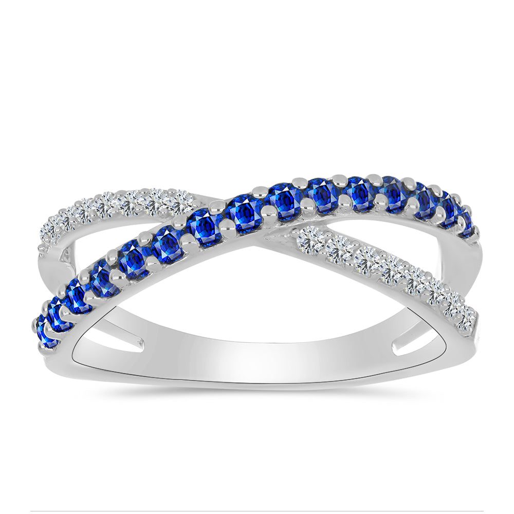 Anillo de Plata con Zafiro Azul Australiano y Topacio Blanco