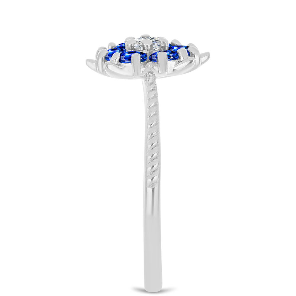Anillo de Plata con Zafiro Azul Australiano y Topacio Blanco