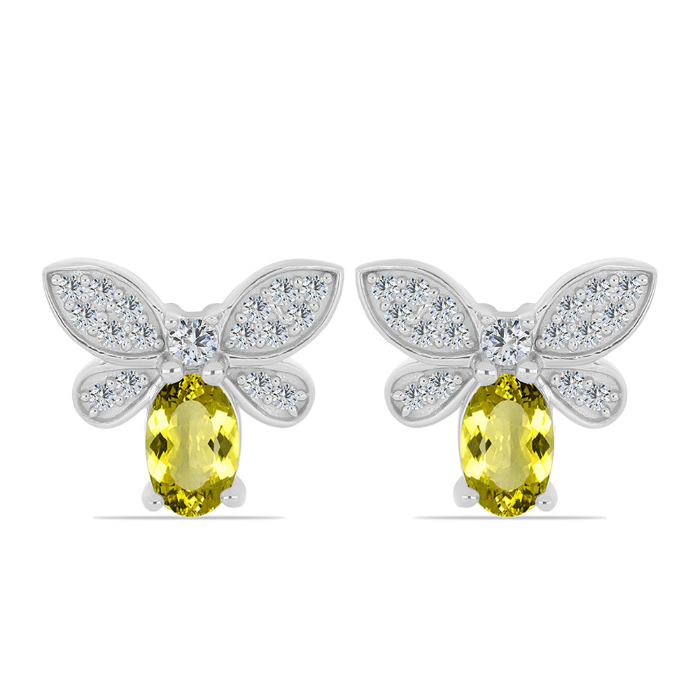 Pendientes de Plata con Topacio Limón y Topacio Blanco