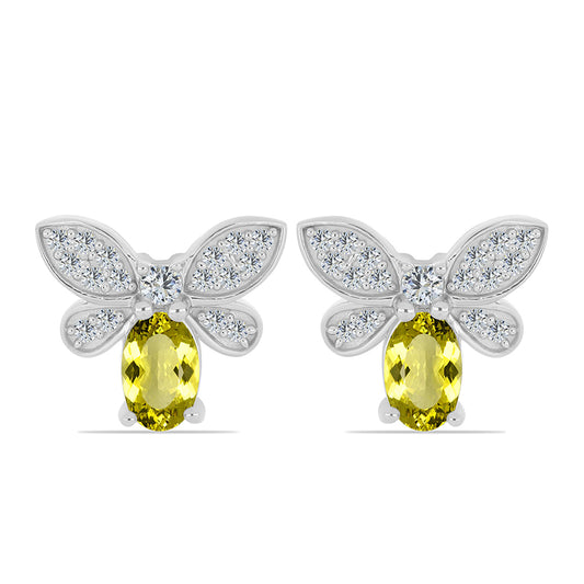 Pendientes de Plata con Topacio Limón y Topacio Blanco