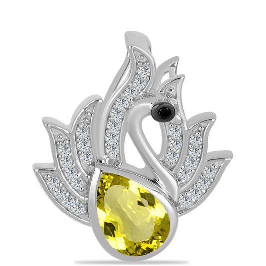 Colgante de Plata con Topacio Limón y Obsidiana