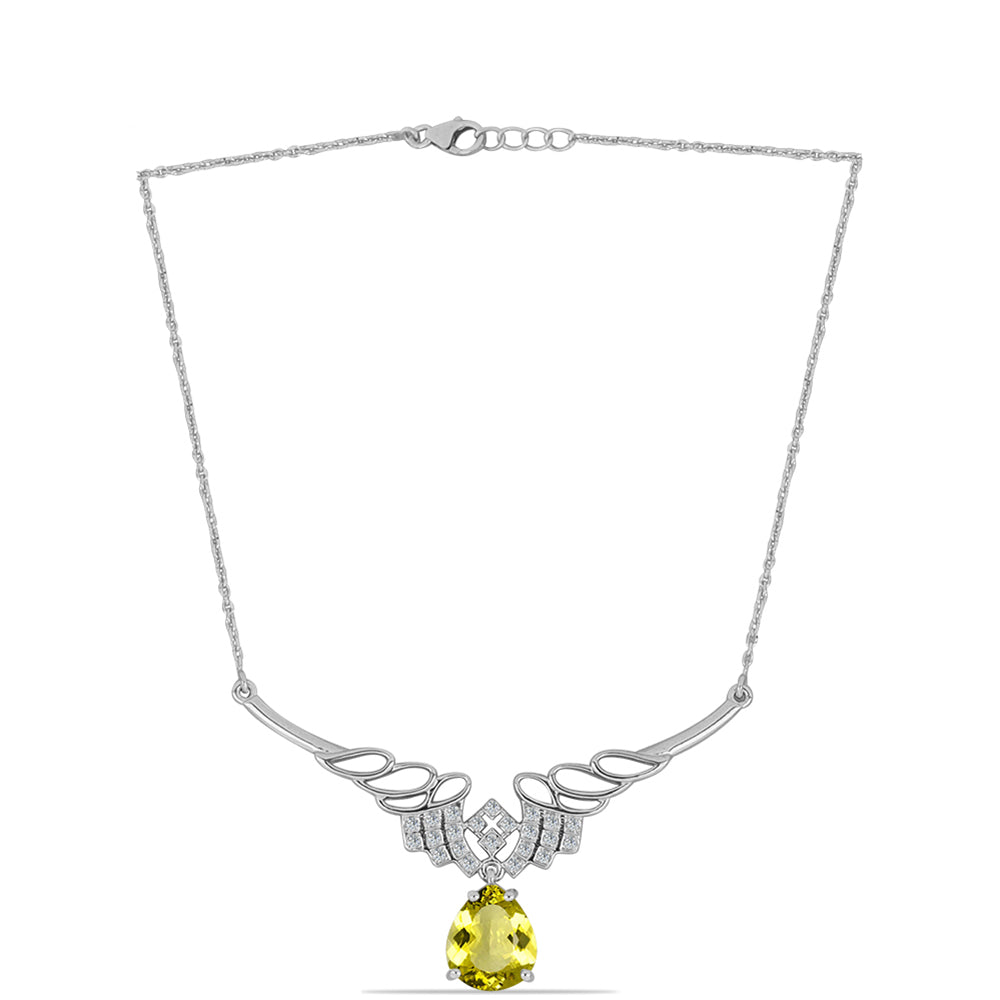 Collar de Plata con Topacio Limón y Topacio Blanco 1 
