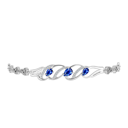 Pulsera de Plata con Zafiro Azul Australiano y Topacio Blanco