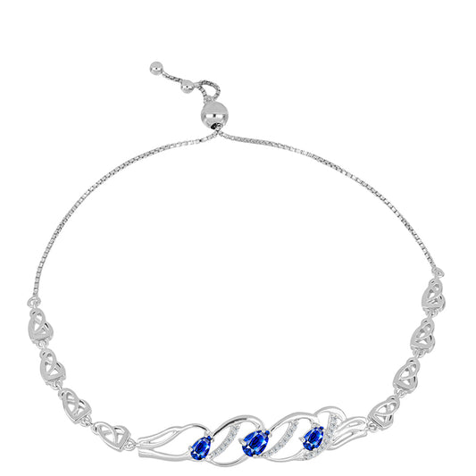 Pulsera de Plata con Zafiro Azul Australiano y Topacio Blanco