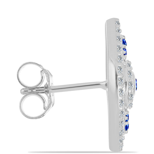 Pendientes de Plata con Zafiro Azul Australiano y Topacio Blanco