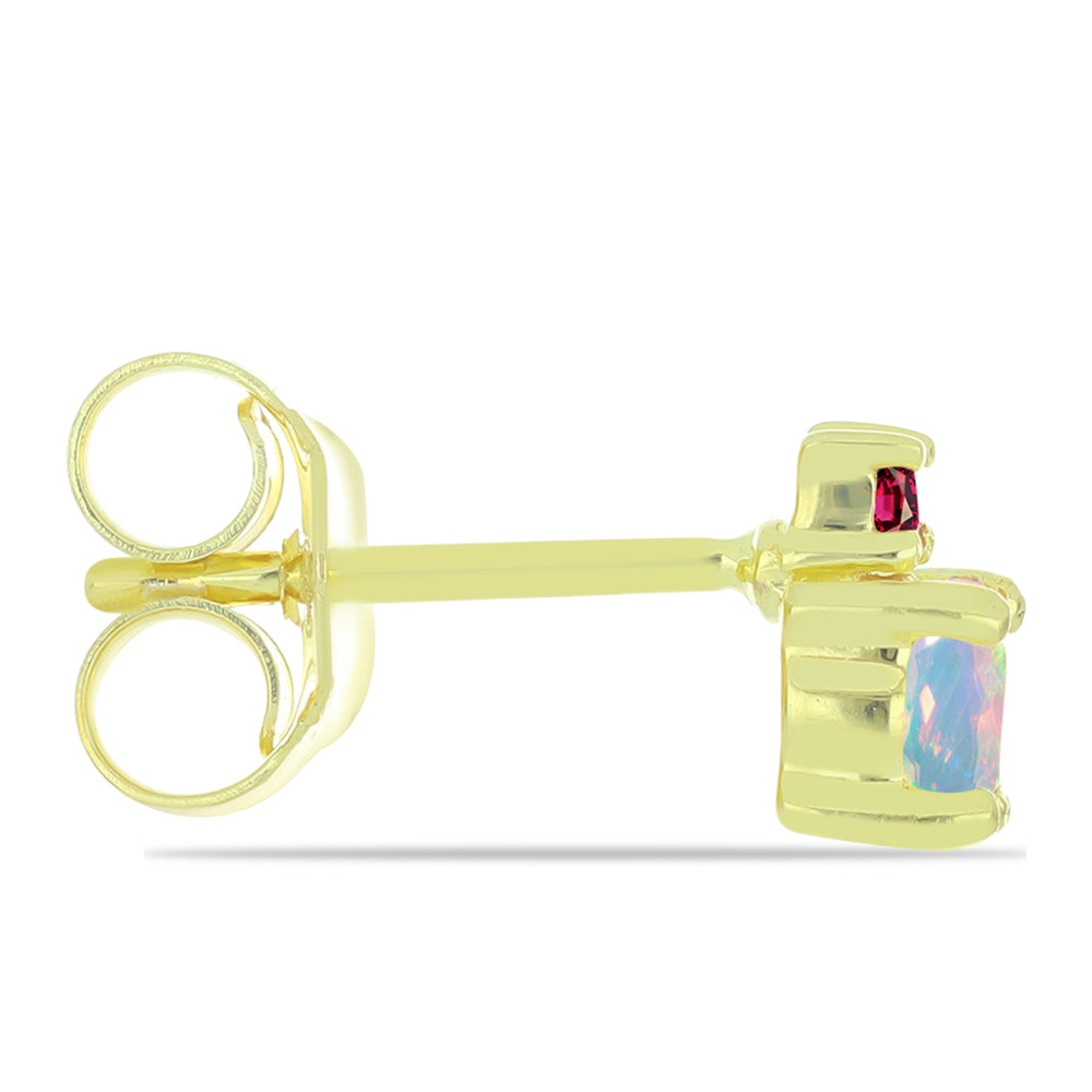 Pendientes de Plata Bañada en Oro con Ópalo Welo y Chakra Turmalina 2 