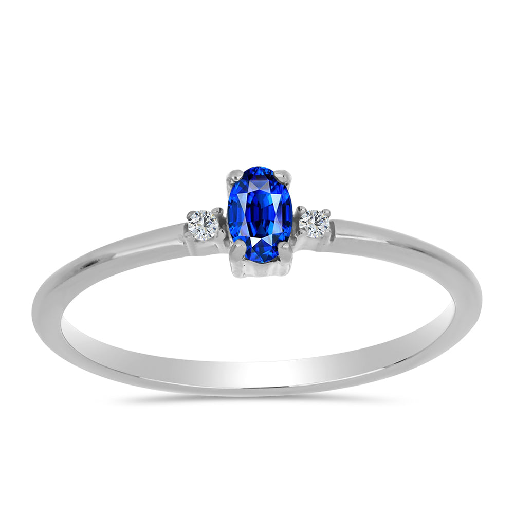 Anillo de Plata con Zafiro Azul Australiano y Topacio Blanco 3 