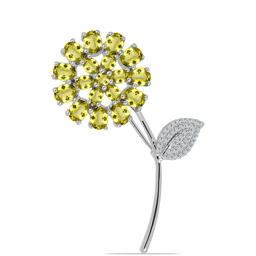 Broche de Plata con Topacio Limón y Topacio Blanco 1 