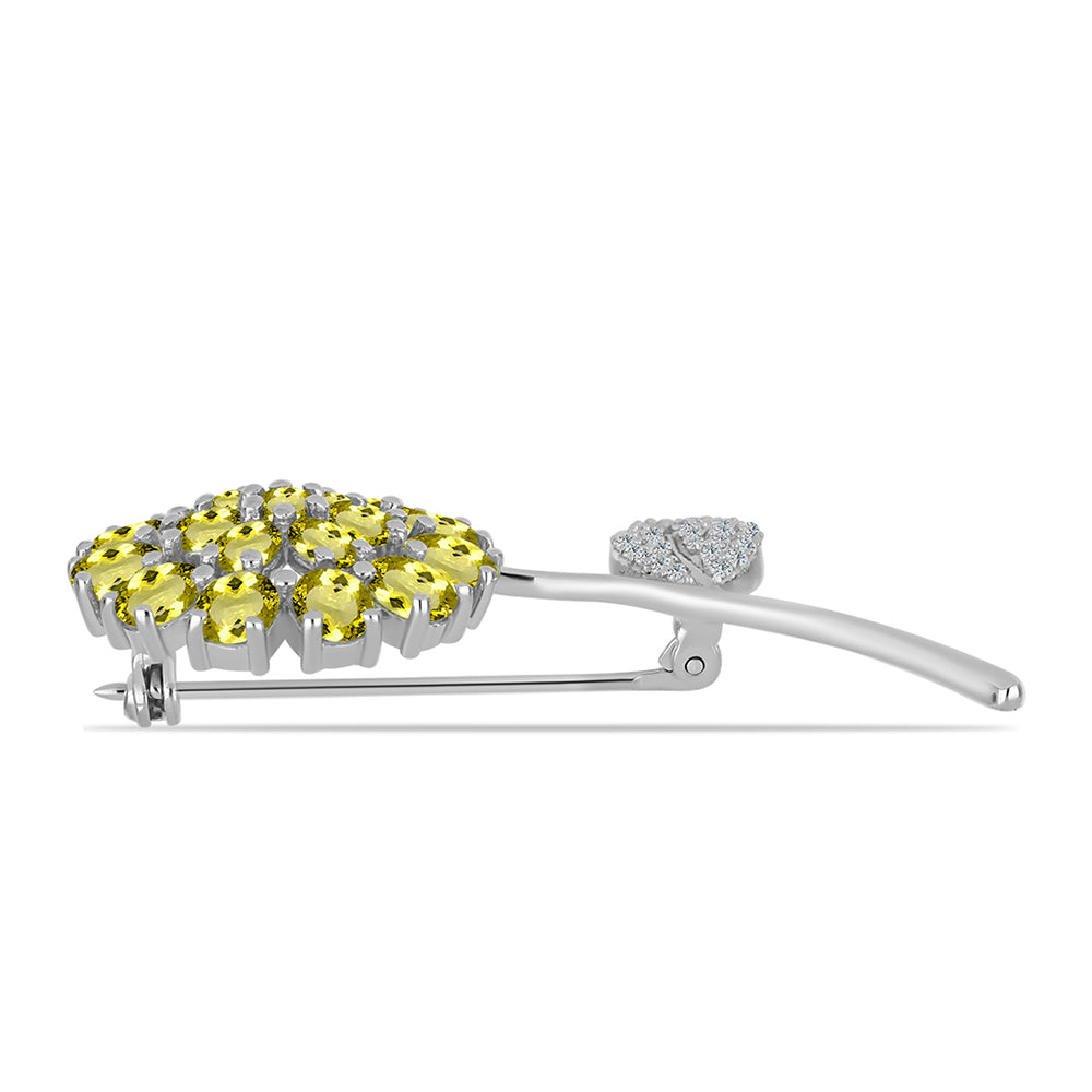 Broche de Plata con Topacio Limón y Topacio Blanco 2 