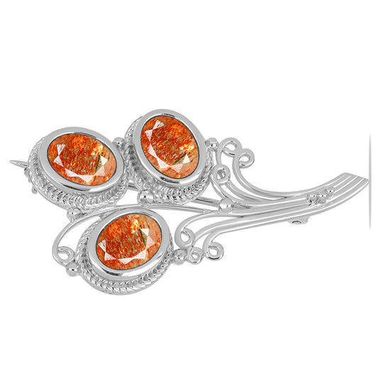 Broche de Plata con Piedra Solar de Oregon