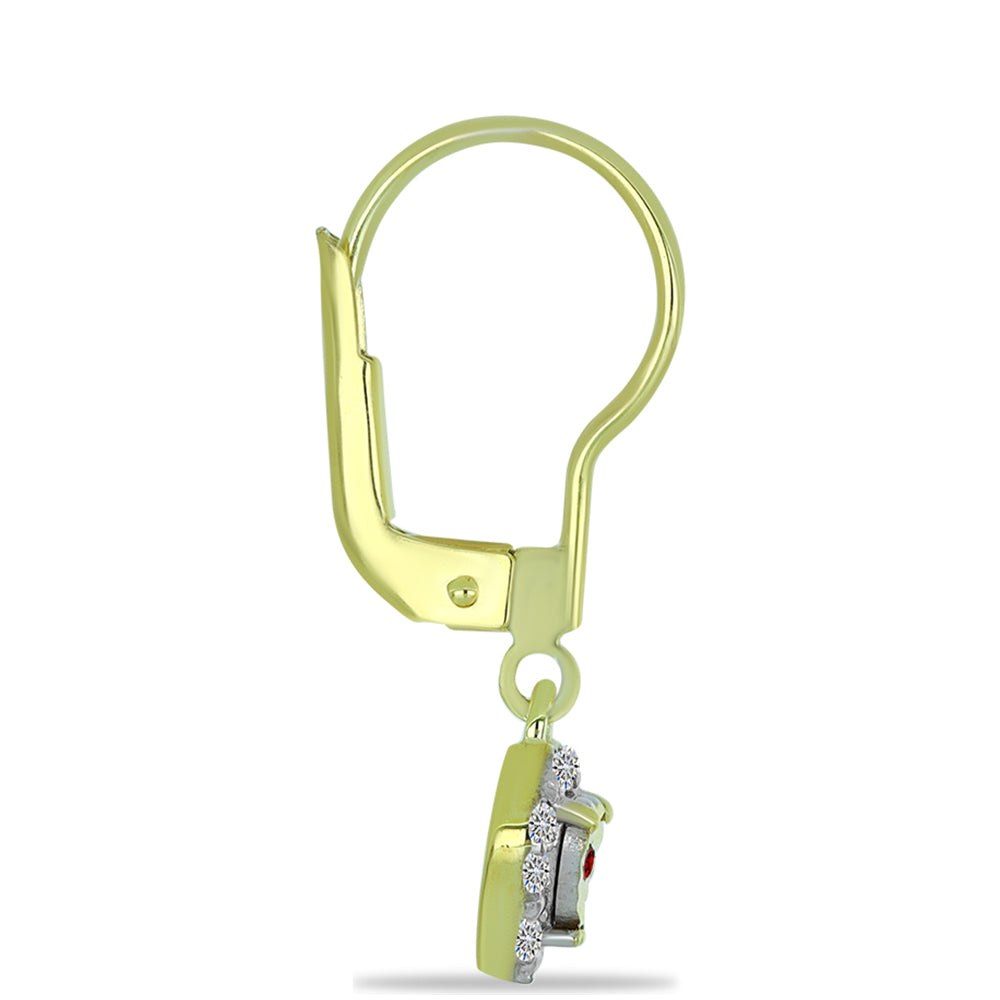 Pendientes de Plata Bañada en Oro con Diamante Rojo y Diamante blanco 2 