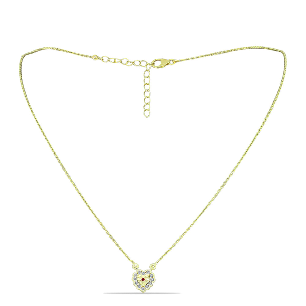 Collar de Plata Bañada en Oro con Diamante Rojo y Diamante blanco 1 