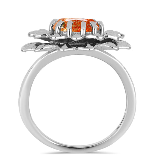 Anillo de Plata con Piedra Solar de Oregon