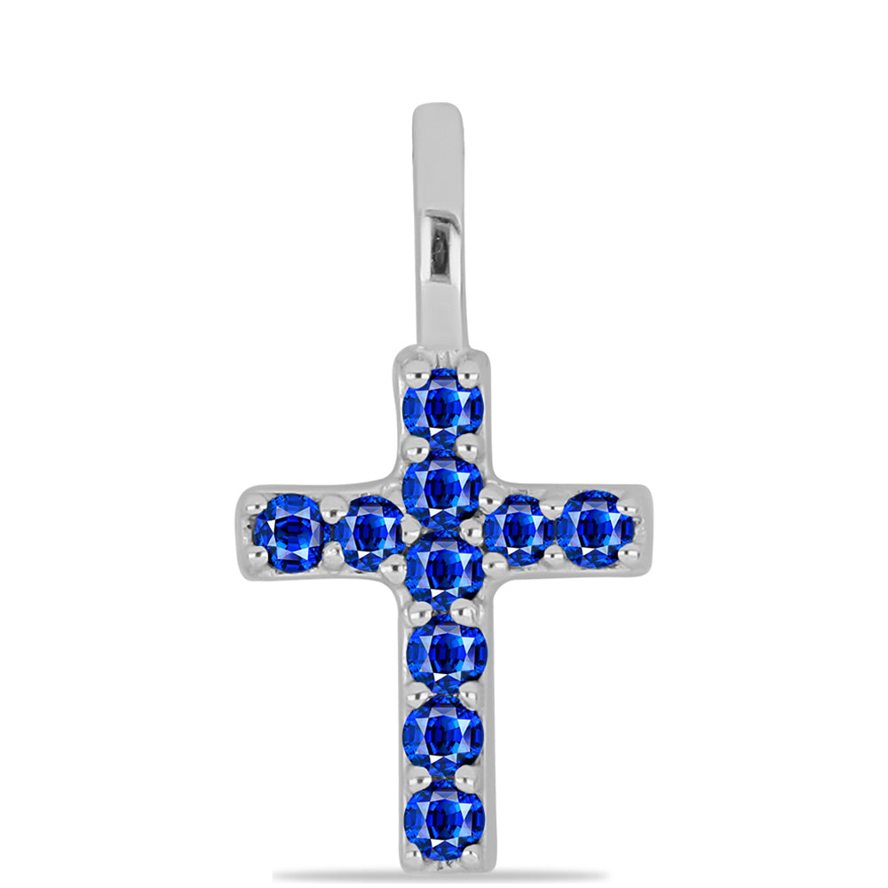 Cruz Colgante de Plata con Zafiro Azul Australiano
