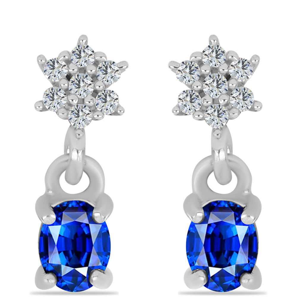 Pendientes de Plata con Zafiro Azul Australiano y Topacio Blanco