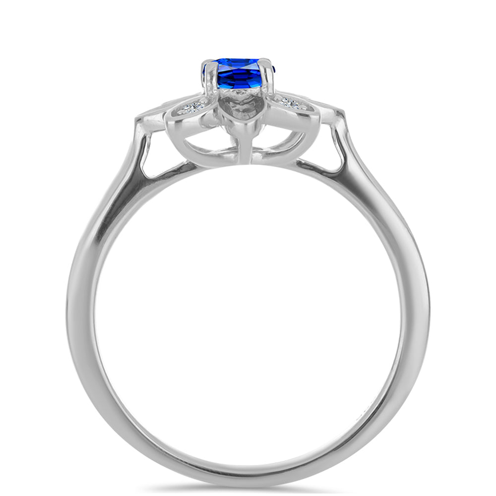Anillo de Plata con Zafiro Azul Australiano y Topacio Blanco