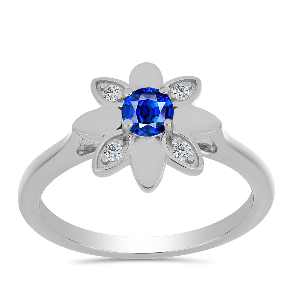 Anillo de Plata con Zafiro Azul Australiano y Topacio Blanco