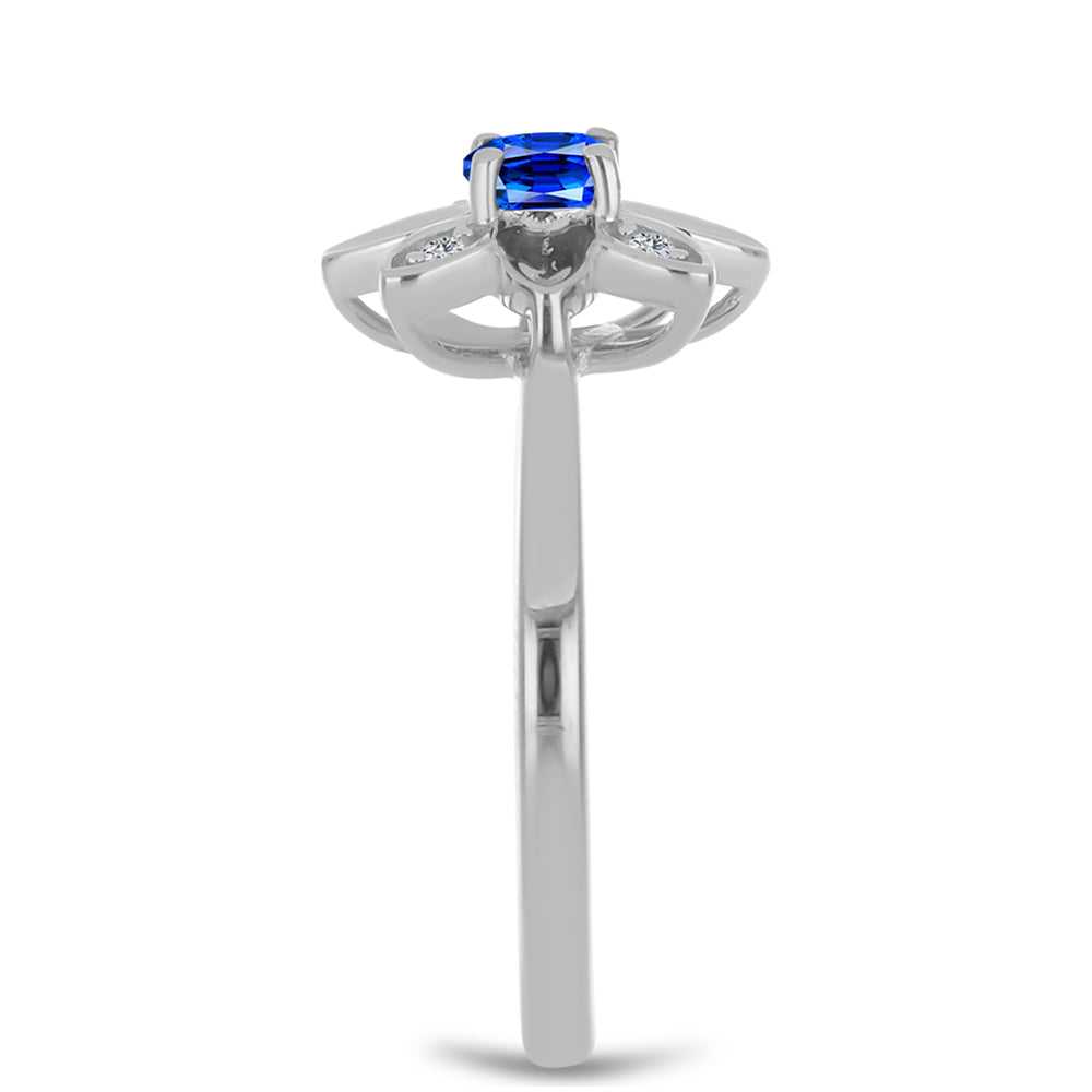 Anillo de Plata con Zafiro Azul Australiano y Topacio Blanco 4 