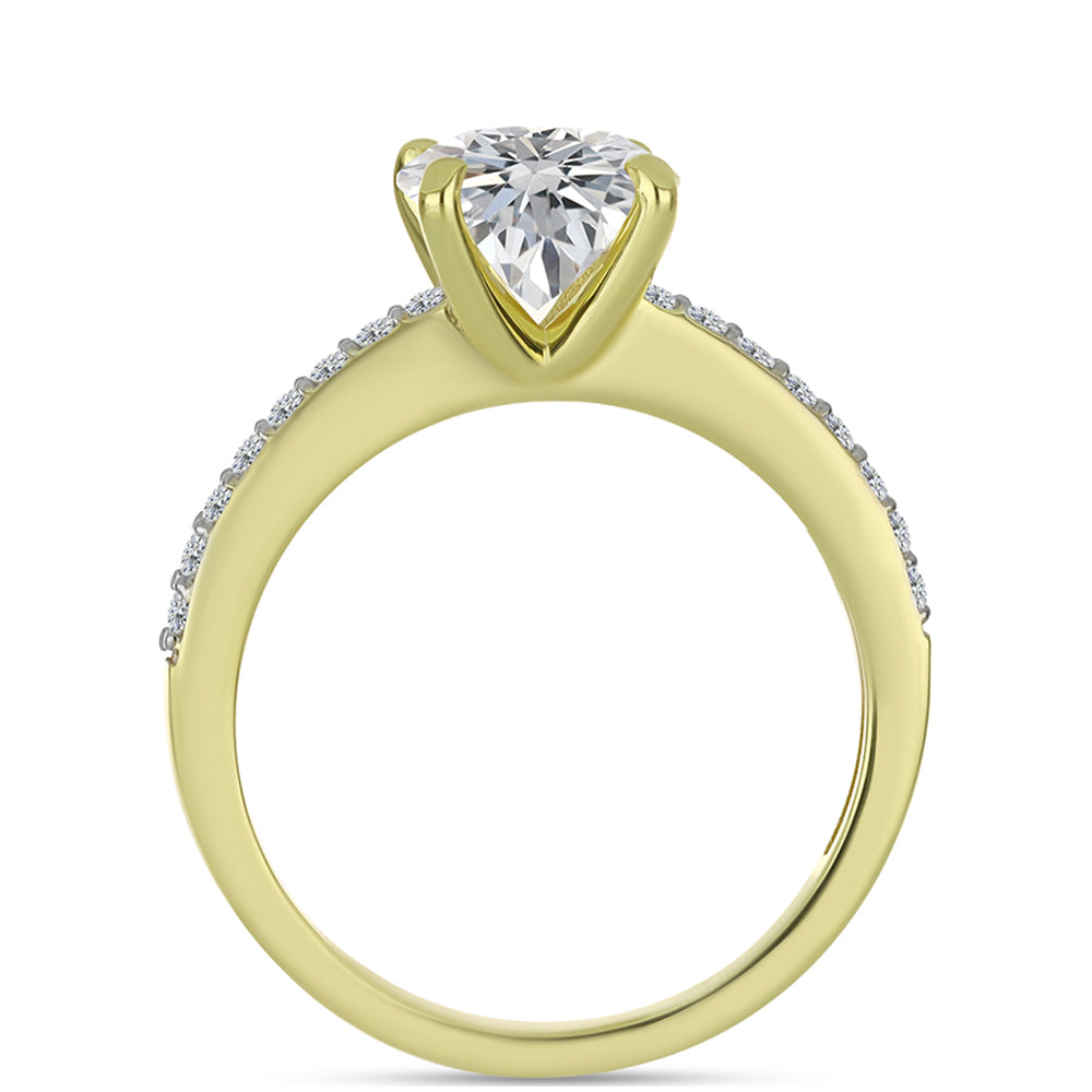 Anillo de Plata Bañada en Oro con Diamante certificado y cultivado en laboratorio y Zircón blanco natural