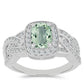 Anillo de Plata con Amatista Verde y Topacio Blanco