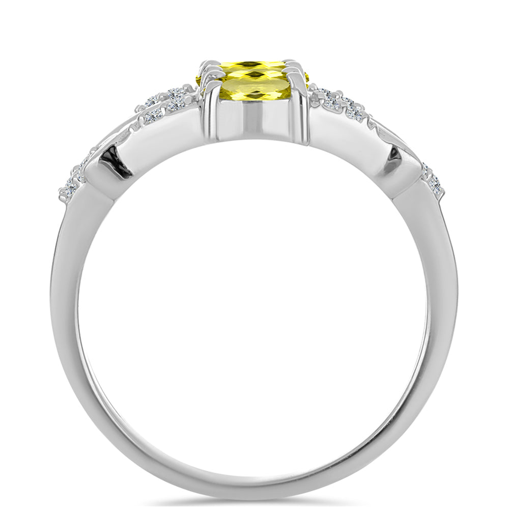 Anillo de Plata con Topacio Limón y Topacio Blanco 2 