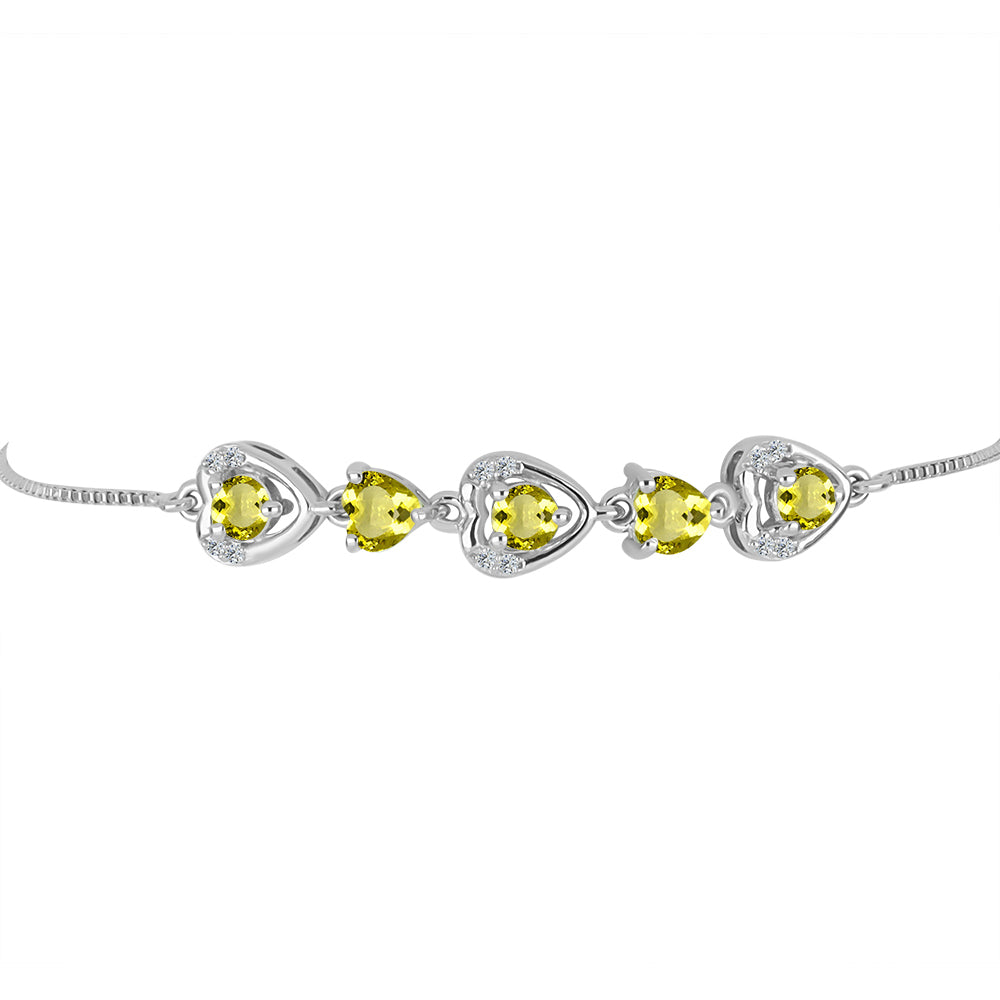 Pulsera de Plata con Topacio Limón y Topacio Blanco