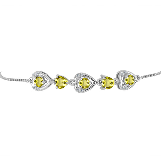 Pulsera de Plata con Topacio Limón y Topacio Blanco