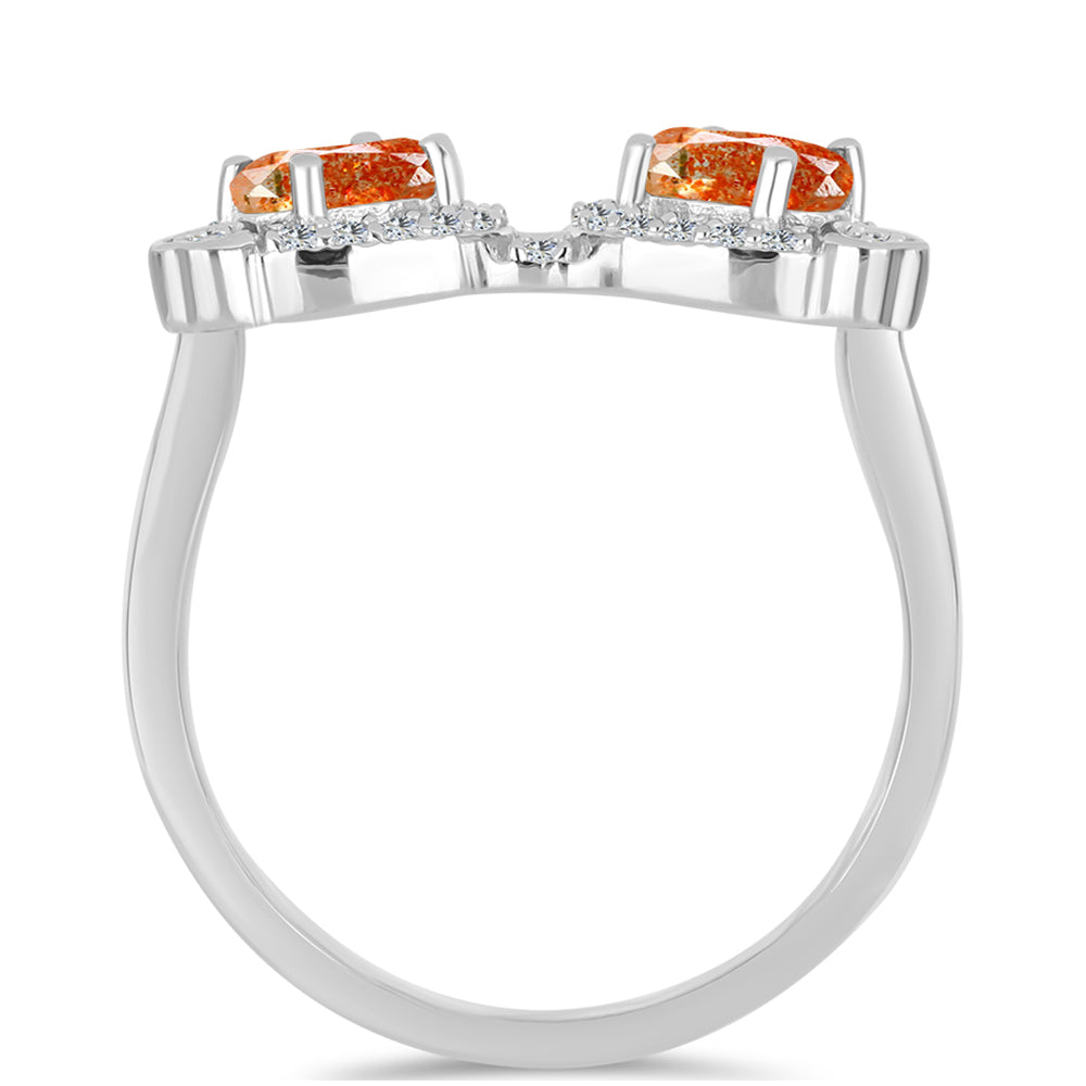 Anillo de Plata con Piedra Solar de Oregon y Topacio Blanco 2 