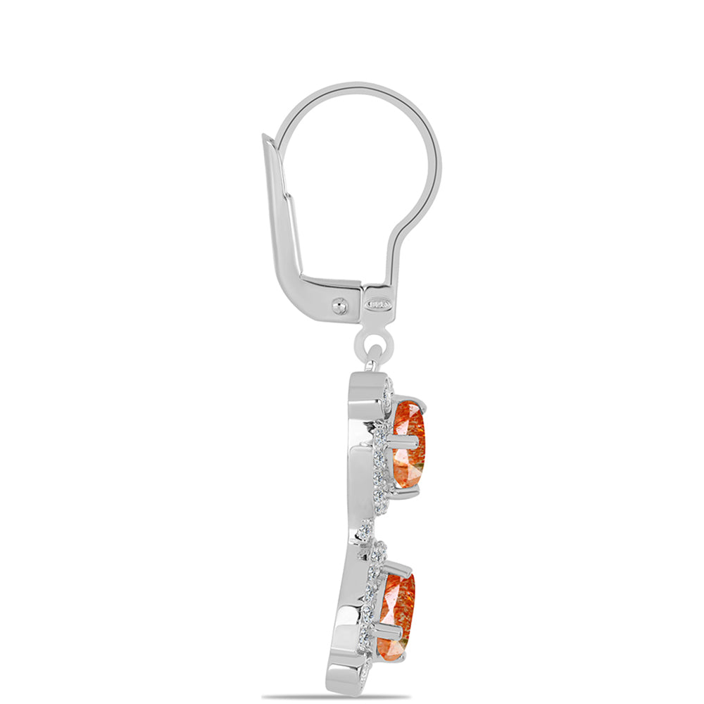 Pendientes de Plata con Piedra Solar de Oregon y Topacio Blanco 2 