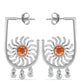 Pendientes de Plata con Piedra Solar de Oregon y Topacio Blanco