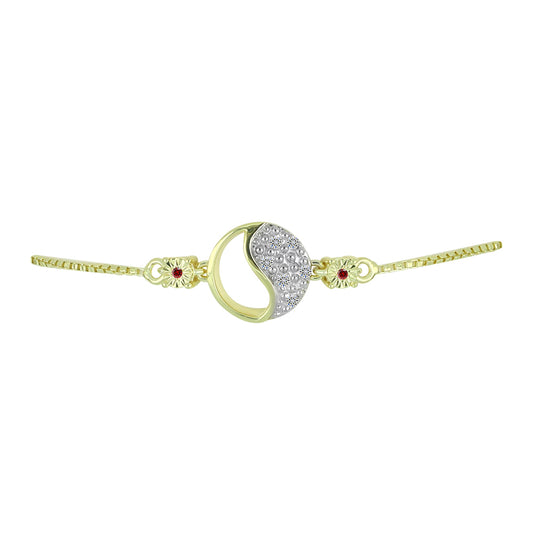 Pulsera de Plata Bañada en Oro con Diamante Rojo y Diamante blanco