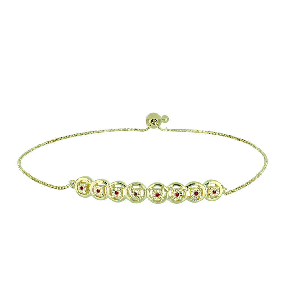 Pulsera de Plata Bañada en Oro con Diamante Rojo 1 