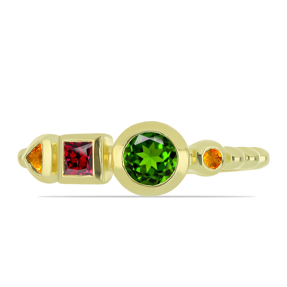 Anillo de Plata Bañada en Oro con Chakra Turmalina 2 
