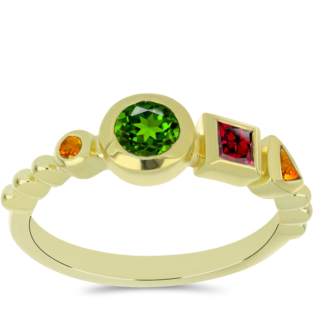 Anillo de Plata Bañada en Oro con Chakra Turmalina 1 