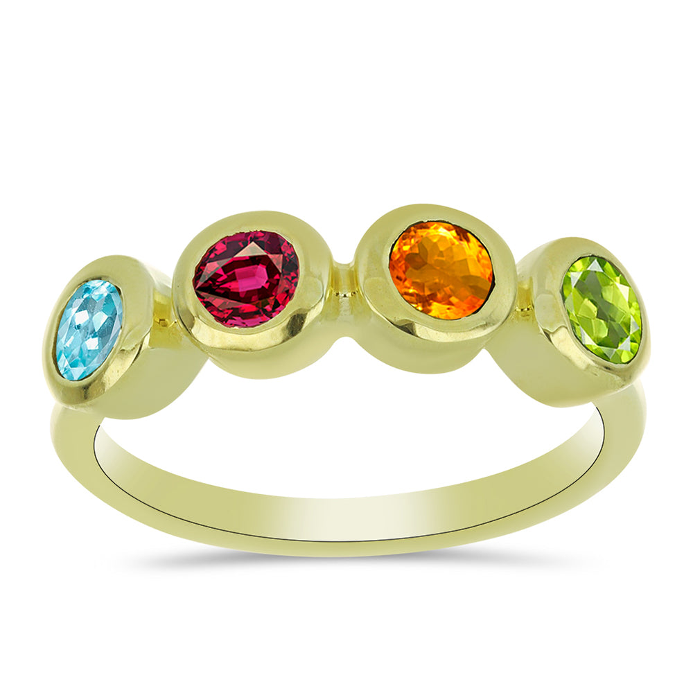 Anillo de Plata Bañada en Oro con Chakra Turmalina 1 