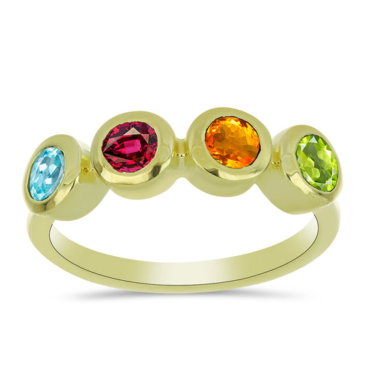 Anillo de Plata Bañada en Oro con Chakra Turmalina