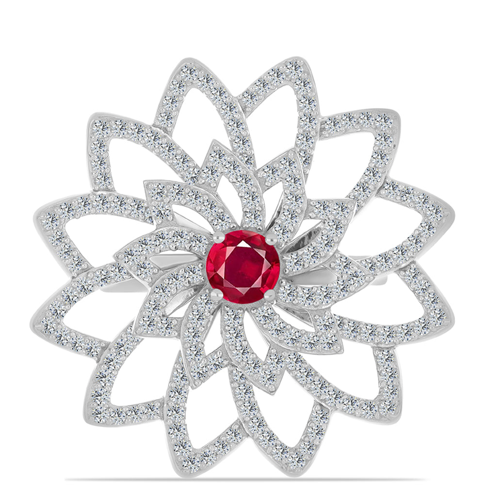 Anillo de Plata con Rubí de Madagascar y Topacio Blanco 1 