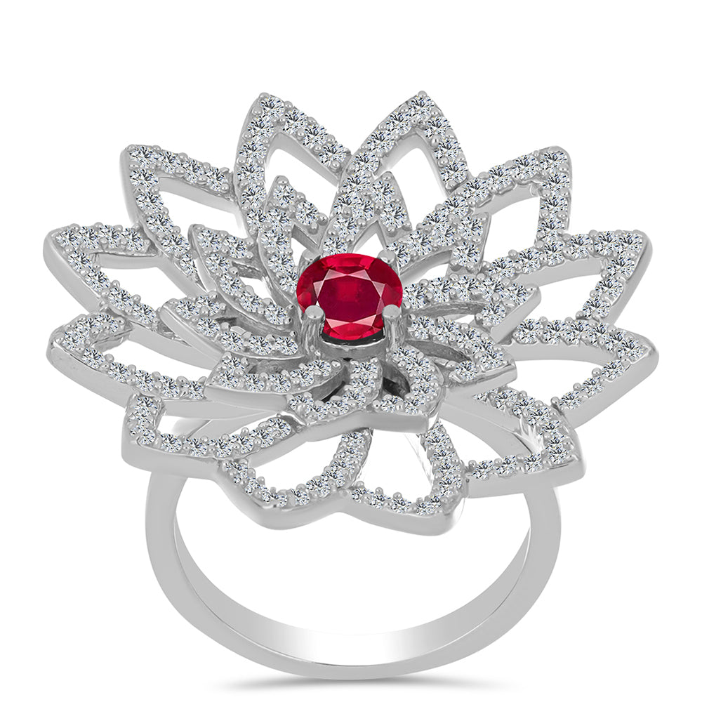 Anillo de Plata con Rubí de Madagascar y Topacio Blanco