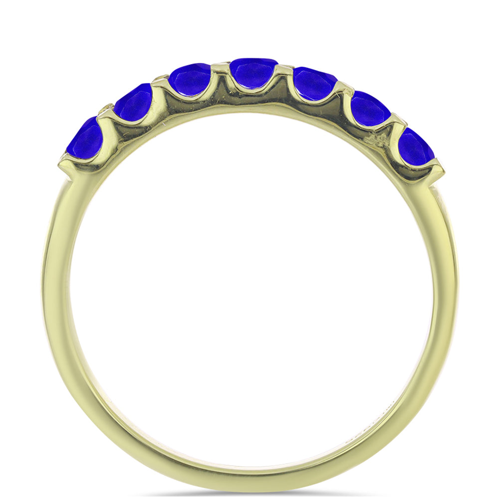 Anillo de Plata Bañada en Oro con Ágata azul